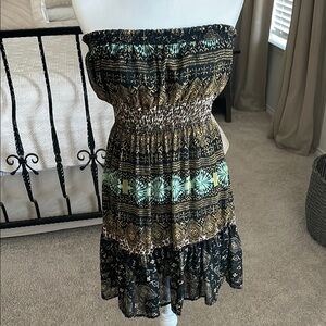 Black and Gold Strapless Dress